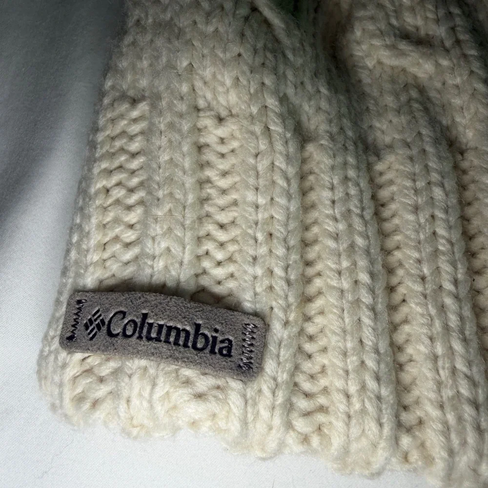 Columbia Youth Cable Knit Fleece Lined Beanie Cream One Size OS